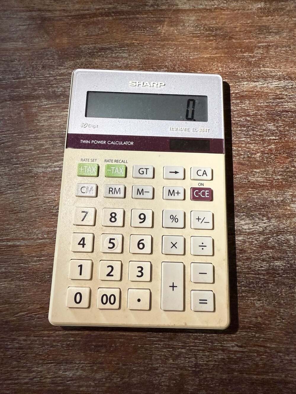 Sharp Elsimate EL-334T 10-Digit Twin Power Solar Desk Calculator